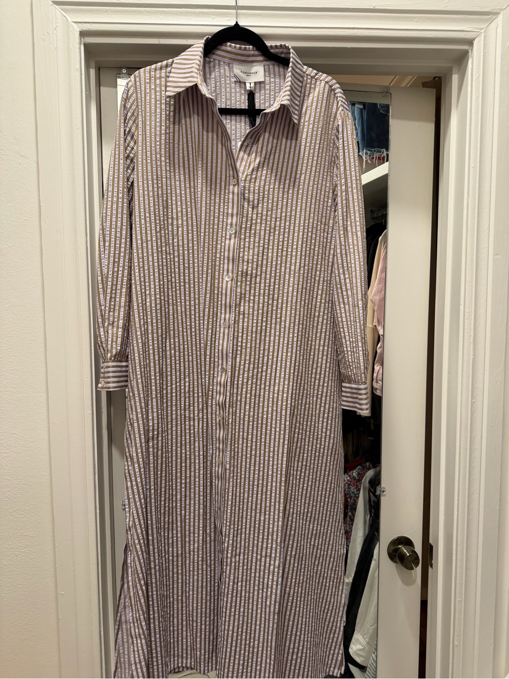 Tuckernuck Lilac stripe seersucker griffin dress